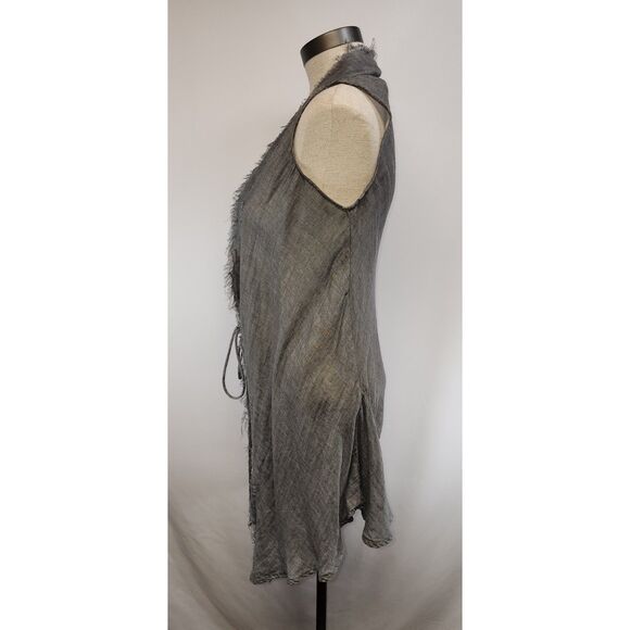 Hazel Brown Sleeveless Fringed Grey Cardigan Size Small - Picture 5 of 7
